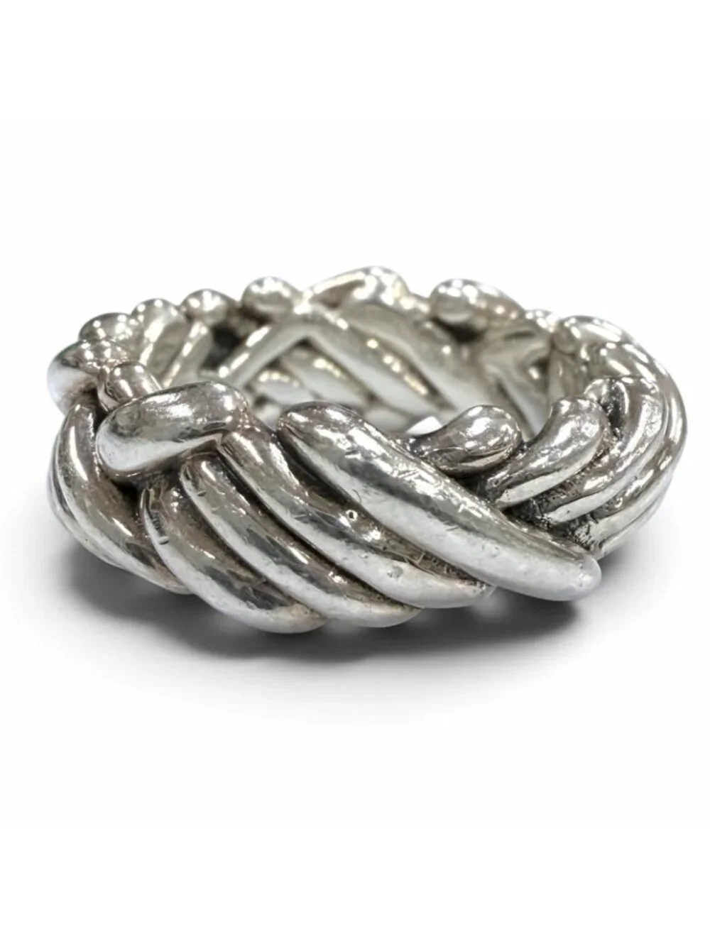 Bottega Veneta Intrecciato Ring Silver